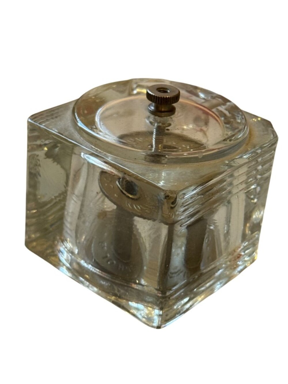 Vintage Johnson & Johnson Glass Dental floss holder 2x2.5 Inches